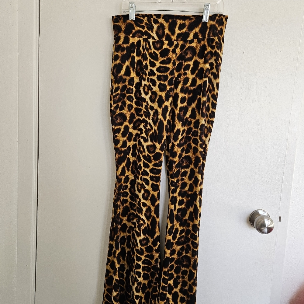 Leopard Print Flare Pants